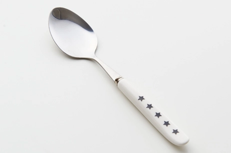 Cermaic White Black Star Spoon (Medium)